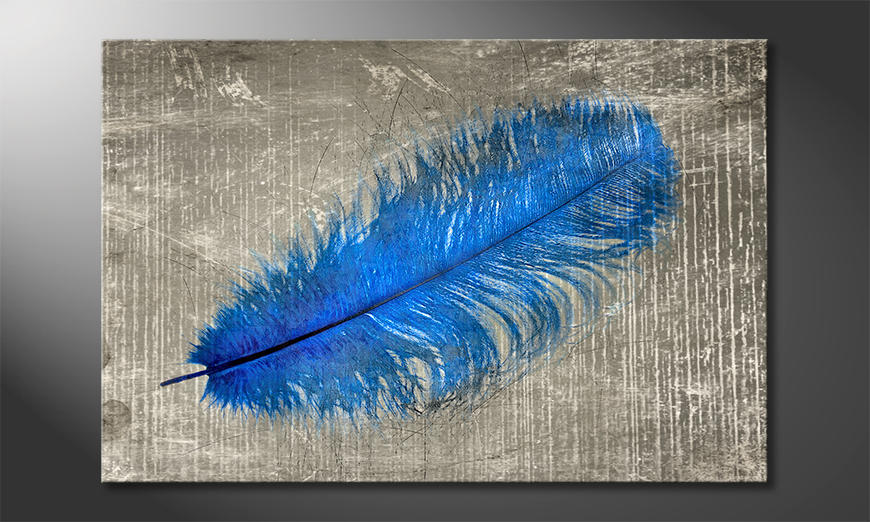 Druk-na-płótnie-Feather-In-Blue