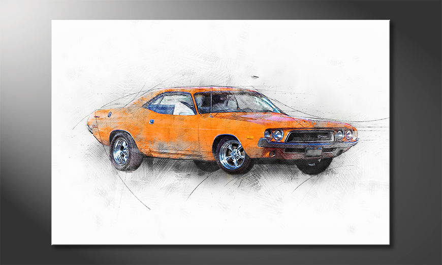 Orange-Muscle-Car-Obraz