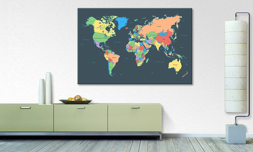 Piękny wydruk Colorful Map 120x80 cm