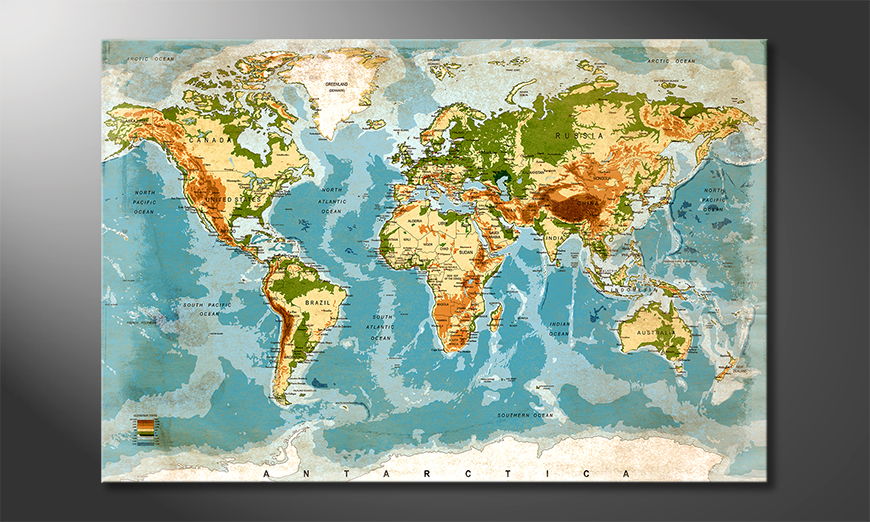 Used Worldmap Obraz