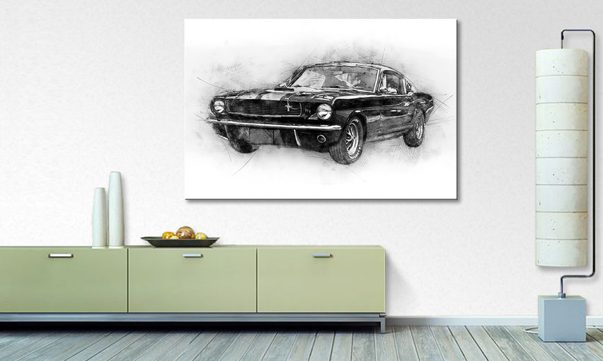 Wydrukowany obraz Black Mustang 120x80 cm