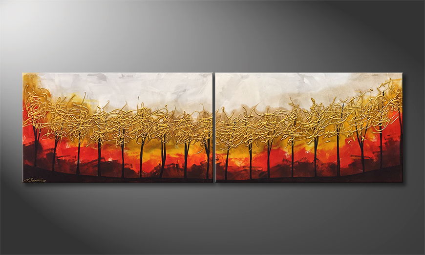 Malarstwo na płótnie Golden Trees 200x60cm