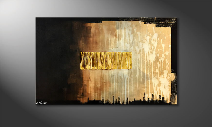 Nowoczesna sztuka Gold Rain 120x75cm