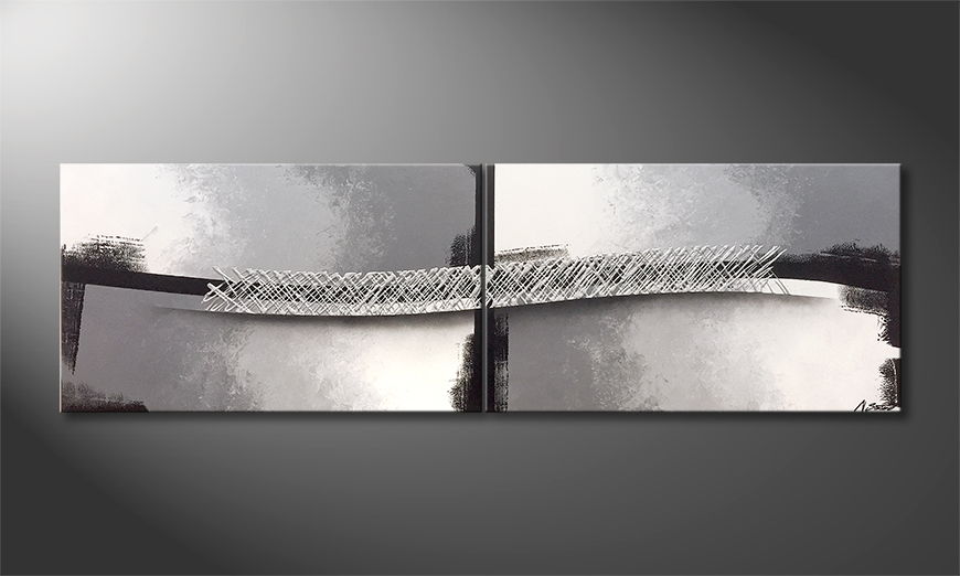 Nowoczesne obraz Silver Stream 200x60cm